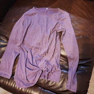 Womens Casual Long Sleeve T-Shirts Twist Knot Front Tunic Tops
